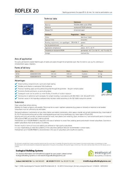 Roflex 20 Technical Datasheet