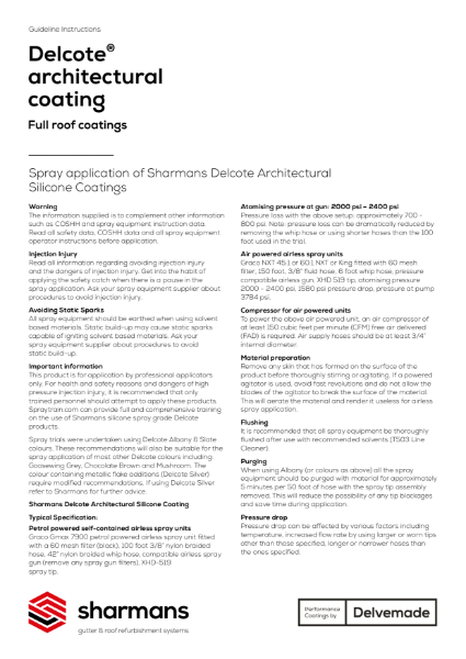 Delcote architectural coating spray application guidelines