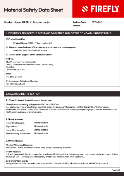 FIREFLY MSDS - Zeus Horizontal