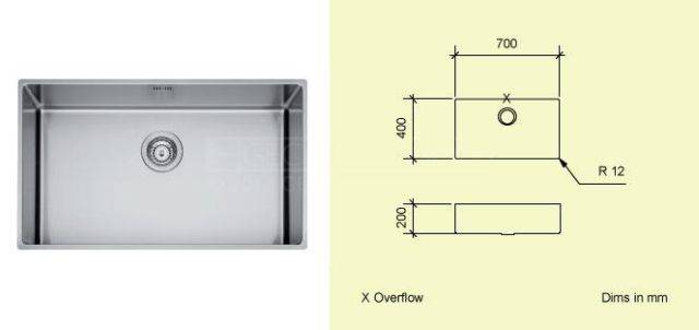 Sink Bowl A70 - Single Stainless Steel Kitchen Sink