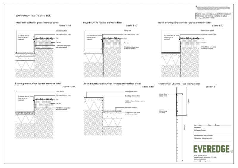 EverEdge Titan 250mm 6.0mm Thick Edging CAD Drawing