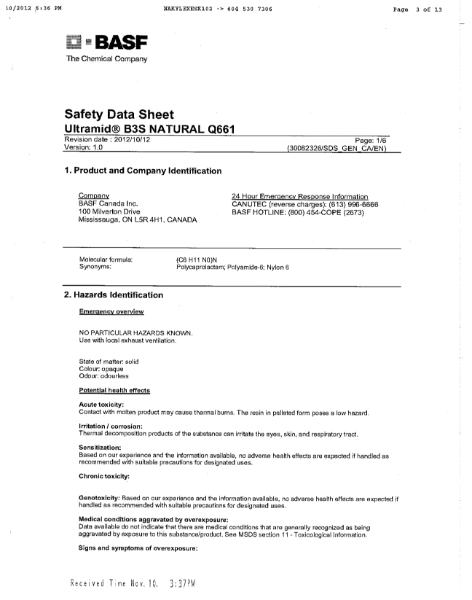 MATERIAL SAFETY DATA SHEET - BLUE DRAIN SEAL