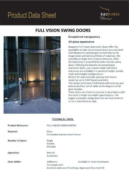 Bauporte Full Vision Swing Doors