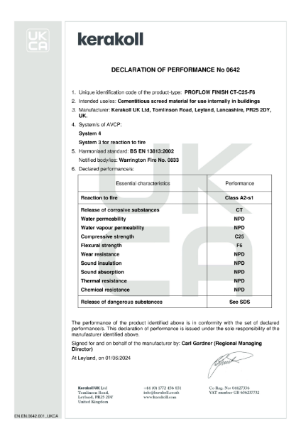 DoP (UKCA) - EN.EN.0642.001 Proflow Finish