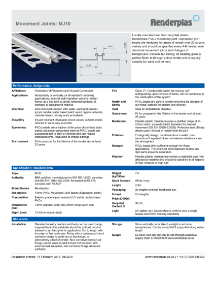 Renderplas Movement / Expansion joint 10mm, MJ10