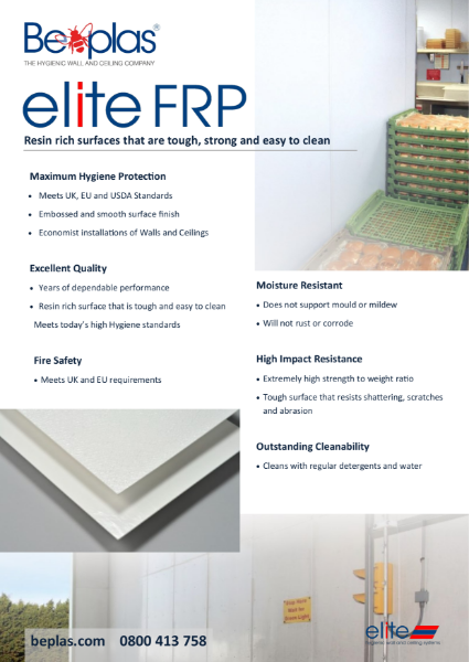 Beplas Elite FRP Hygienic Fibreglass Wall Cladding