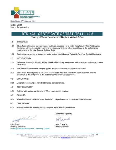 Hydrostatic Resistance