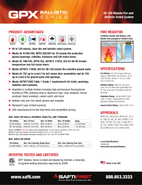 GPX® Ballistic Series Data Sheet