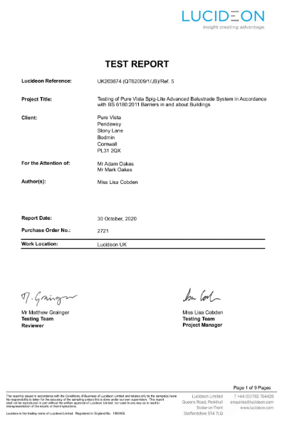 SPIG-LITEadvanced BS6180- Concrete Test Report