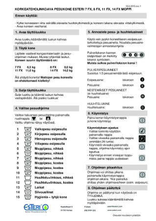 Esteri 7FX Moppi 8FX Moppi 11FX Moppi 14FX Moppi käyttöohje
