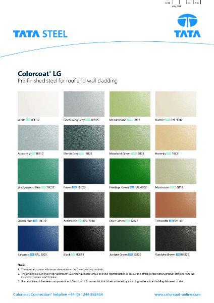Colorcoat® LG colour card