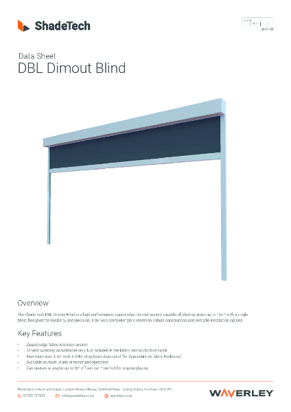 Data sheet - ShadeTech DBL Dimout roller blind