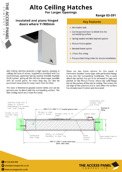 Alto Ceiling Hatch - Continuous Piano Hinge Version