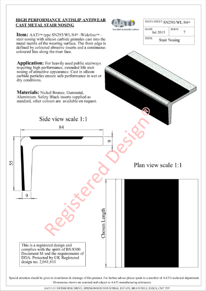 Stair Nosing Anti-slip type SN293/WL/84® Cast metal