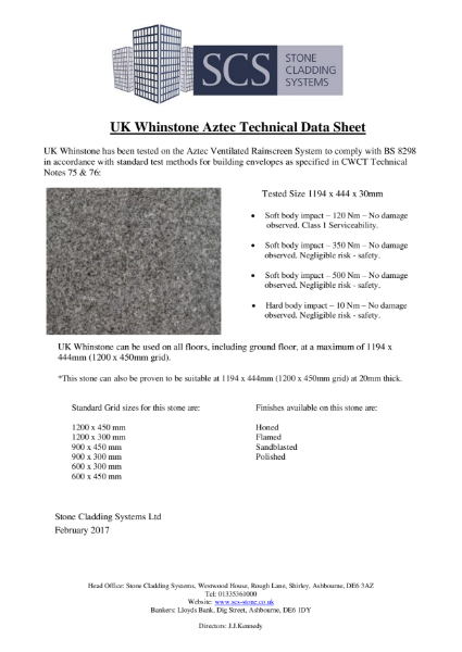 UK Whinstone Technical Data Sheet