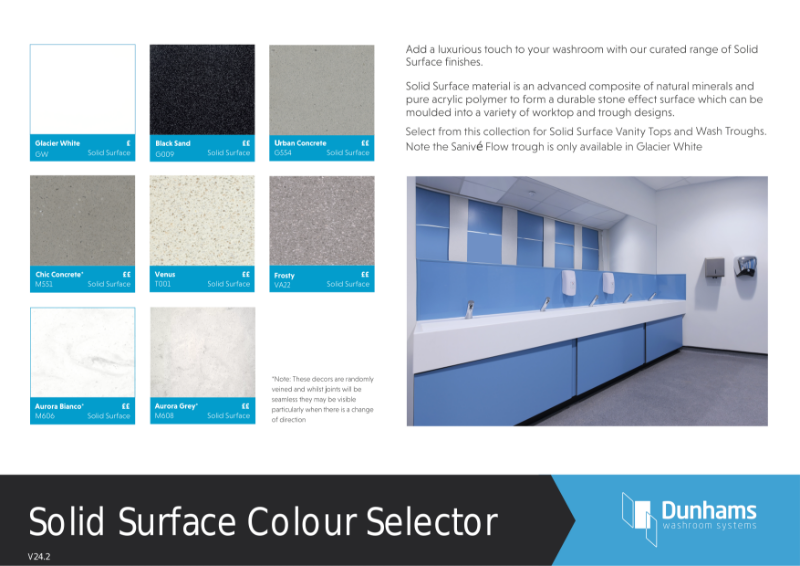 Dunhams Solid Surface Colour Range