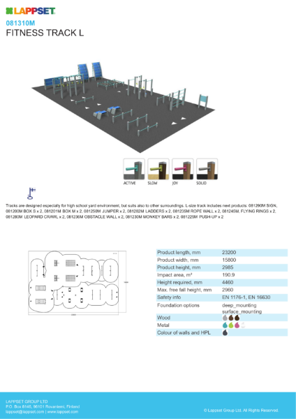 FITNESS TRACK L Product Sheet