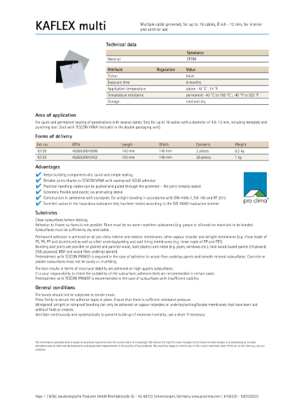 Kaflex Multi Technical Datasheet