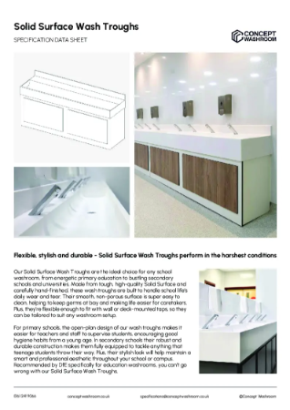 CW Education Wash Troughs - Product Datasheet