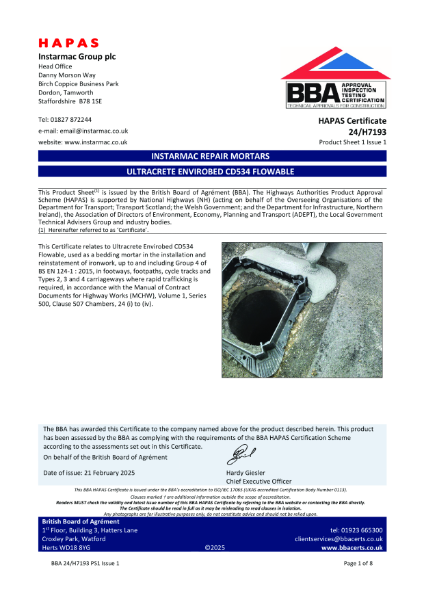 BBA HAPAS Certification