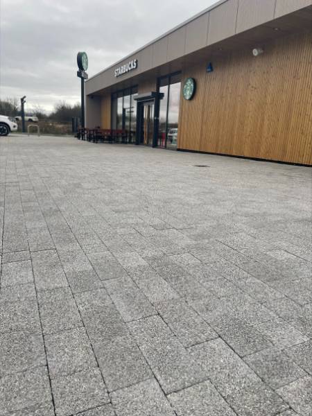 Brett Invicta paving provides a high end look to latest Starbucks drive-thru.