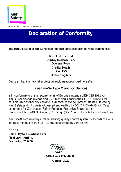 Kee Line® Type C Anchor Device - Declaration of Conformity (EN)