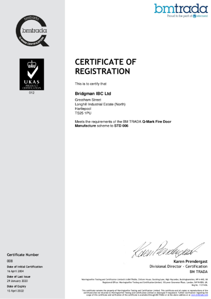 BM Trada Q Mark  Certification - Fire door manufacturing