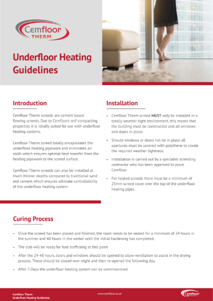 Cemfloor Screed UnderFloor Heating Guidelines