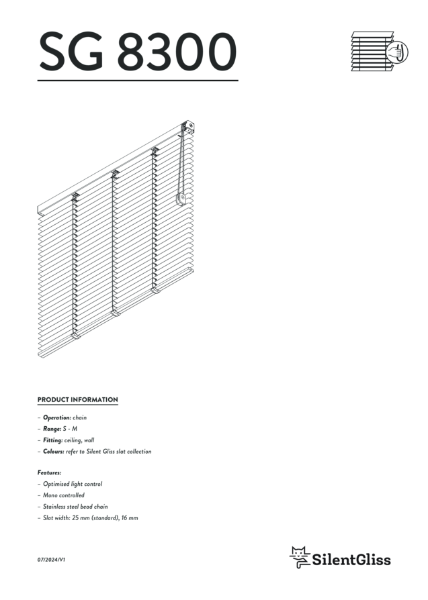 Silent Gliss SG 8300 Venetian Blind, Chain Operated