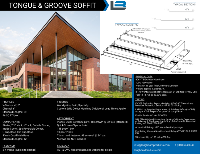 Tongue & Groove Aluminium Soffit