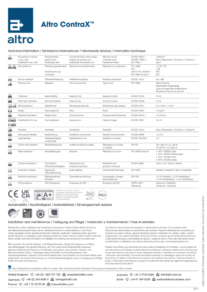 Altro ContraX Technical Data Sheet