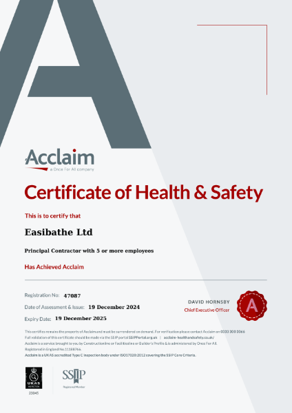 Certificate of Health & Safety - Acclaim