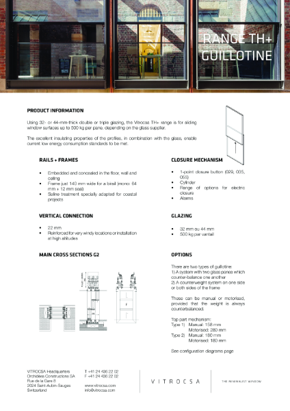 Vitrocsa TH+ RANGE Guillotine Window System Data Sheet