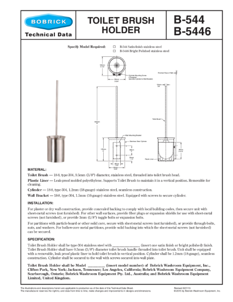 B-544 / B-5446 Toilet brush holder