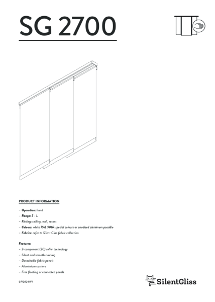 Silent Gliss SG 2700 Panel Glide System Technical Catalogue