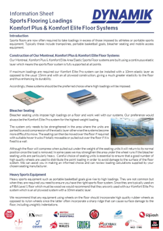 Komfort Plus and Komfort Elite Sprung Sports Floor Loadings