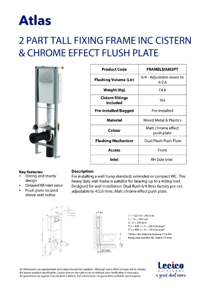 Atlas 2 Part In-Wall Frame and Flushplate