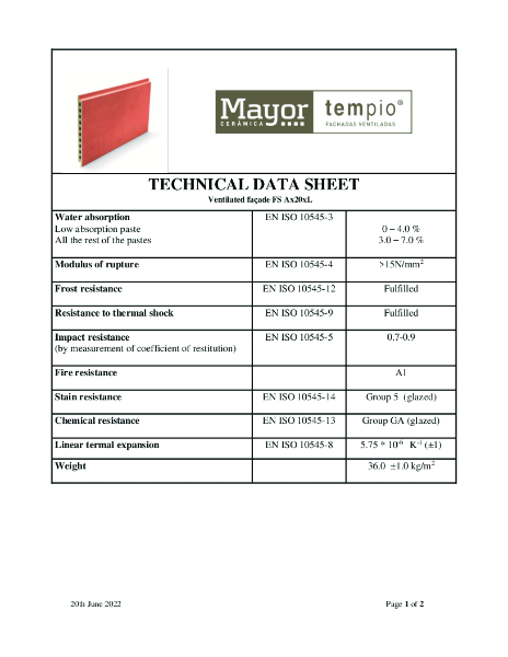 Tempio Tiles - Data Sheet
