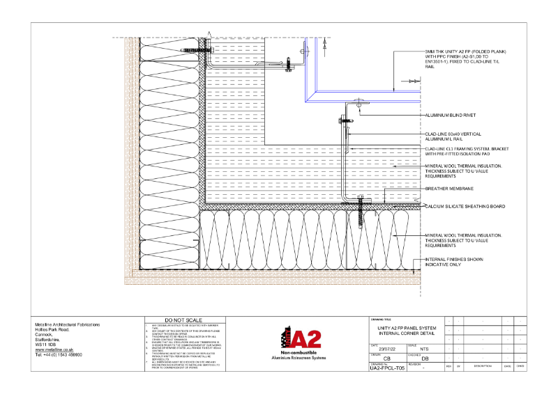 UNITY A2 FP-T05 INTERNAL CORNER Technical Drawing