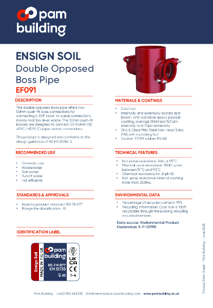EF091 - Double Opposed Boss Pipe