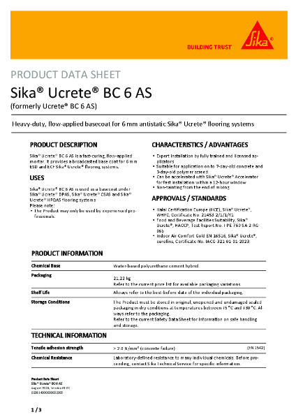 Product Data Sheet - Sika® Ucrete® BC 6 AS