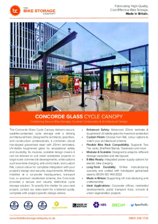 Concorde Glass Cycle Canopy - Data Sheet