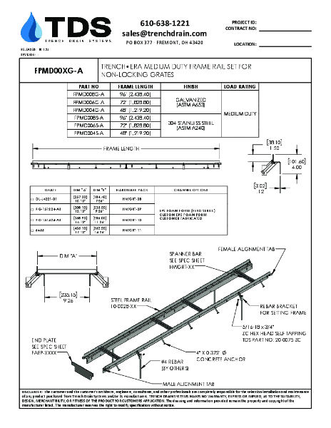Trench•Era Medium Duty Frames for Non-Locking Grates - FPMD008G-A