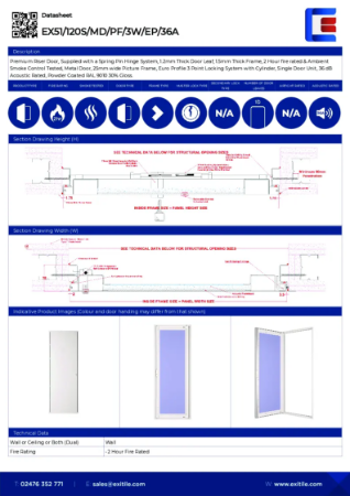 Datasheet - Riser Door (Range 51) - Picture Frame - 2 Hour Fire Rated - Smoke Tested - 36dB Acoustic - High Security Lock