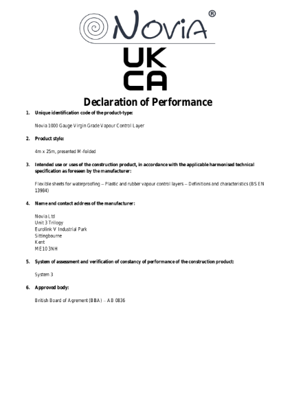 Novia 1000 UKCA document 