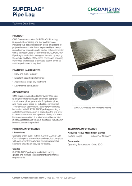 SuperLag Acoustic Pipe Lagging Type FL - Technical Data Sheet