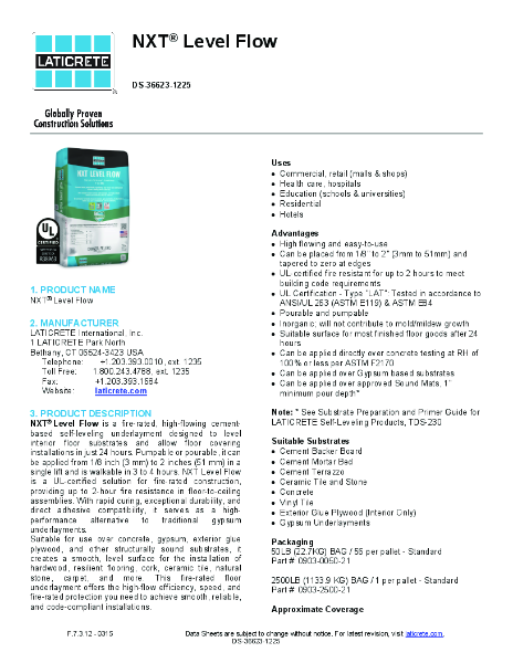 NXT® Level Flow Product Datasheet