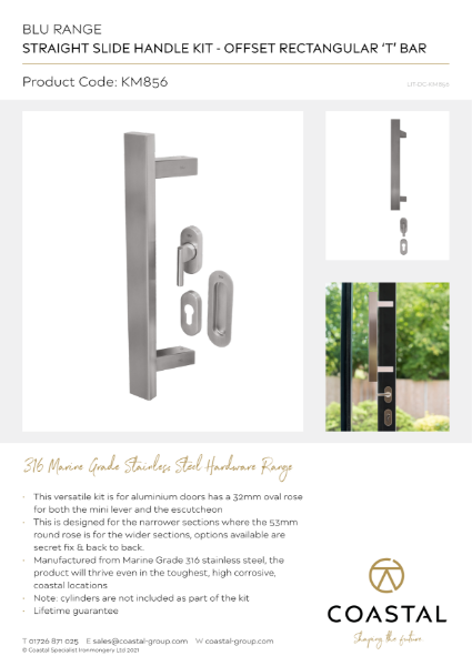 BLU™ - KM856 Straight Slide Handle Kit Offset Rectangular 'T' Bar Data Card