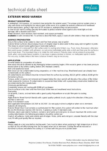 Exterior Wood Varnish Technical Data Sheet