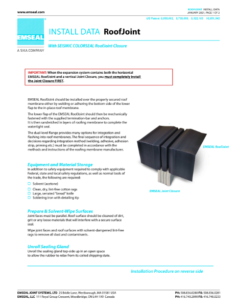 Emseal Roofjoint-Installation Guide